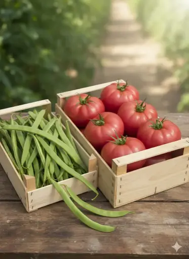 Tomate+Alubias (Caja mixta 4kg 3+1) de Falces “Maia” (NO DISPONIBLE)